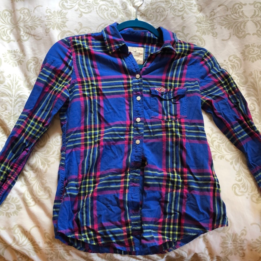 Blue and purple Hollister flannel